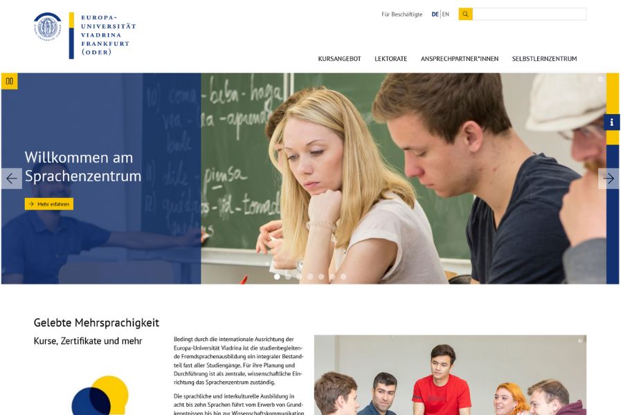 Screenshot vom Webauftritt des Sprachenzentrums Screenshot vom Webauftritt des Sprachenzentrums